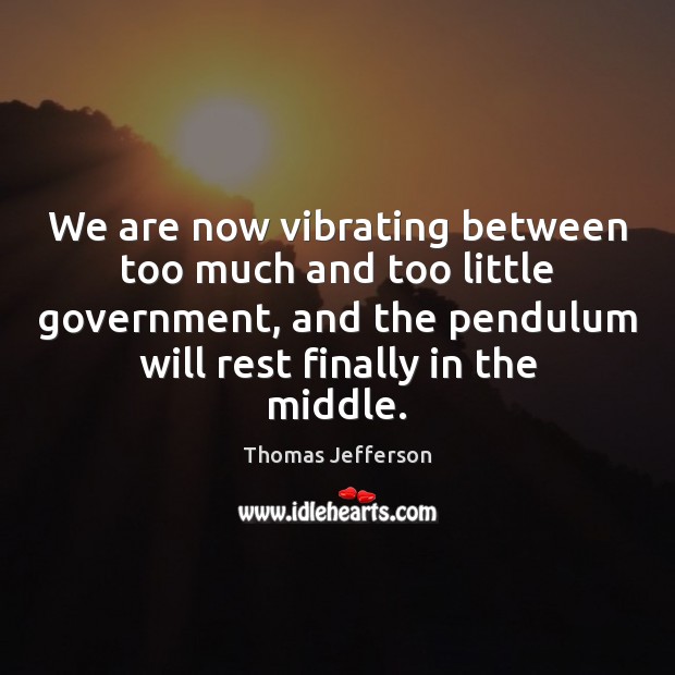 We are now vibrating between too much and too little government, and Thomas Jefferson Picture Quote