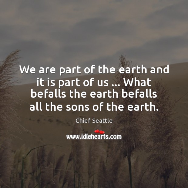 We are part of the earth and it is part of us Chief Seattle Picture Quote