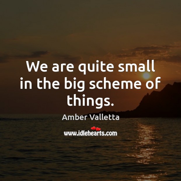 We are quite small in the big scheme of things. Amber Valletta Picture Quote