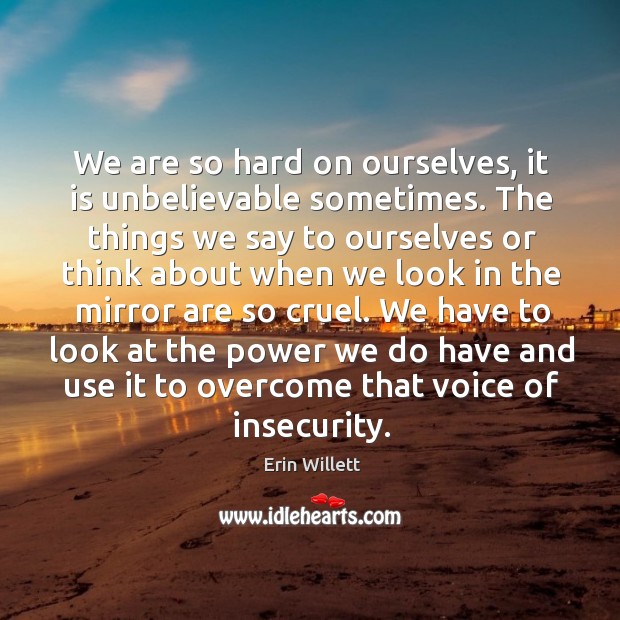 We are so hard on ourselves, it is unbelievable sometimes. The things Erin Willett Picture Quote