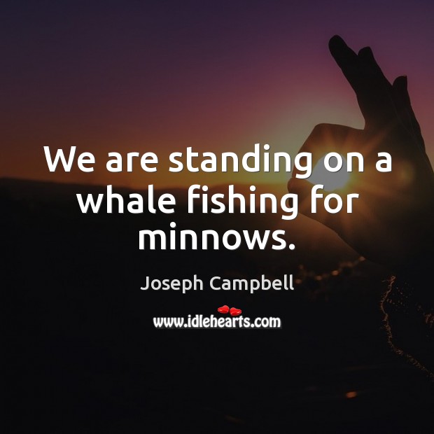 We are standing on a whale fishing for minnows. Joseph Campbell Picture Quote