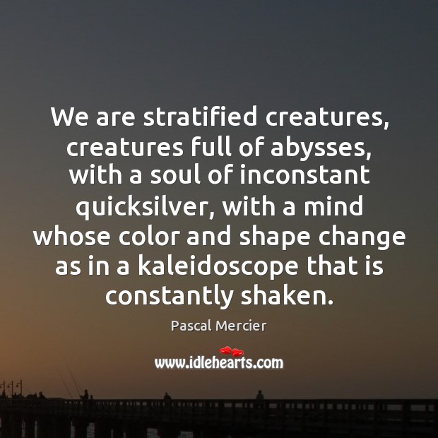 We are stratified creatures, creatures full of abysses, with a soul of Image