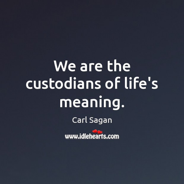 We are the custodians of life’s meaning. Carl Sagan Picture Quote