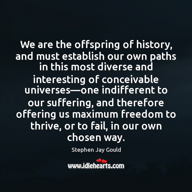 We are the offspring of history, and must establish our own paths Stephen Jay Gould Picture Quote