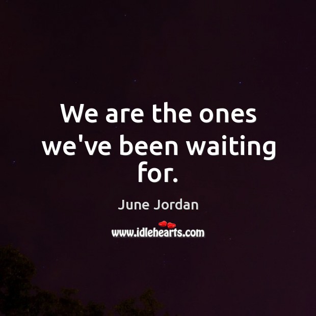 We are the ones we’ve been waiting for. June Jordan Picture Quote