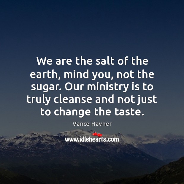 We are the salt of the earth, mind you, not the sugar. Vance Havner Picture Quote