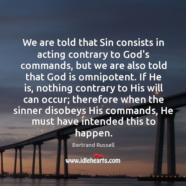 We are told that Sin consists in acting contrary to God’s commands, Image