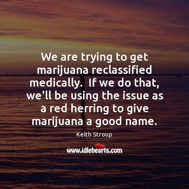 We are trying to get marijuana reclassified medically.  If we do that, Keith Stroup Picture Quote