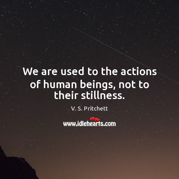 We are used to the actions of human beings, not to their stillness. V. S. Pritchett Picture Quote