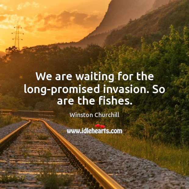 We are waiting for the long-promised invasion. So are the fishes. Winston Churchill Picture Quote