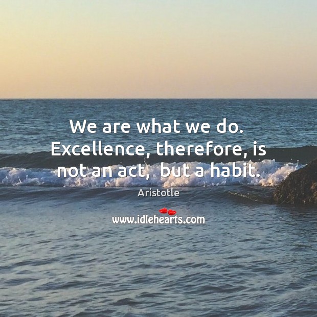 We are what we do.  Excellence, therefore, is not an act,  but a habit. Image