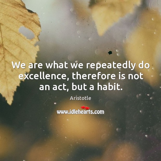 We are what we repeatedly do excellence, therefore is not an act, but a habit. Image