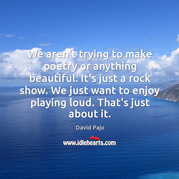 We aren’t trying to make poetry or anything beautiful. It’s just a David Pajo Picture Quote