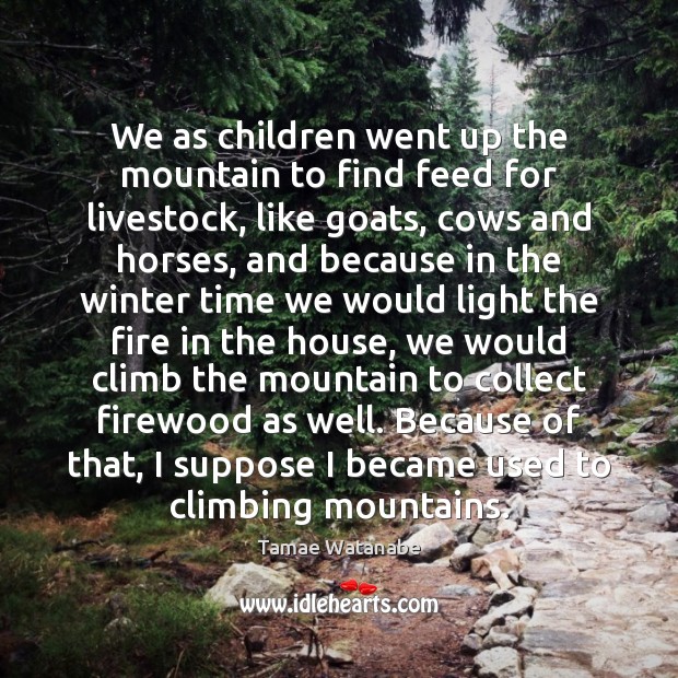 We as children went up the mountain to find feed for livestock, Tamae Watanabe Picture Quote