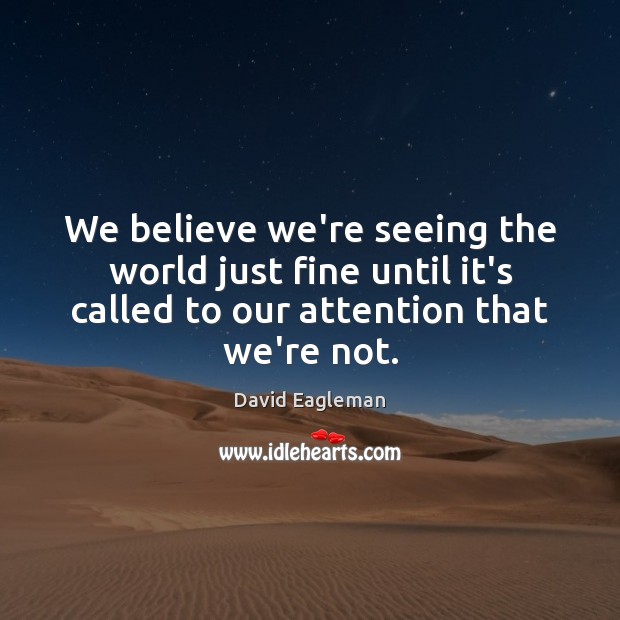 We believe we’re seeing the world just fine until it’s called to David Eagleman Picture Quote