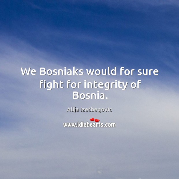 We bosniaks would for sure fight for integrity of bosnia. Alija Izetbegovic Picture Quote