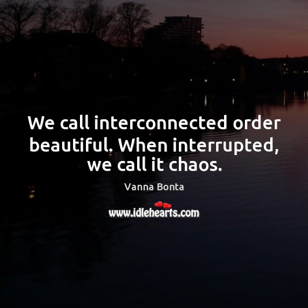 We call interconnected order beautiful. When interrupted, we call it chaos. Vanna Bonta Picture Quote
