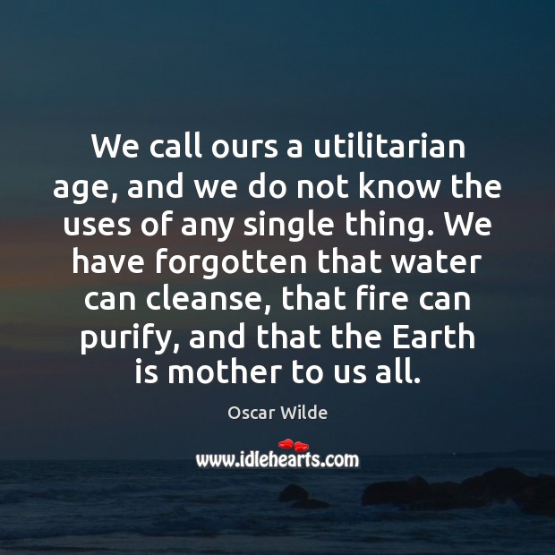 We call ours a utilitarian age, and we do not know the Image