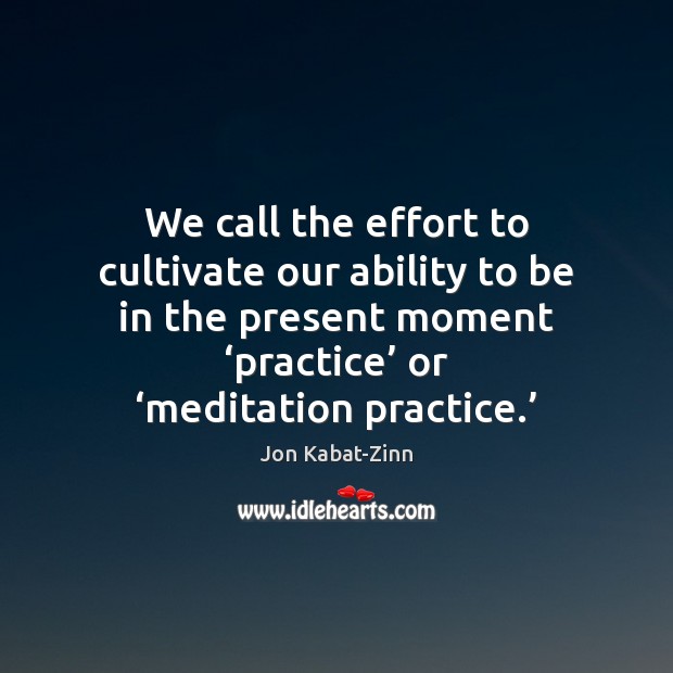We call the effort to cultivate our ability to be in the Jon Kabat-Zinn Picture Quote