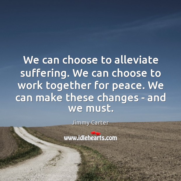 We can choose to alleviate suffering. We can choose to work together Jimmy Carter Picture Quote