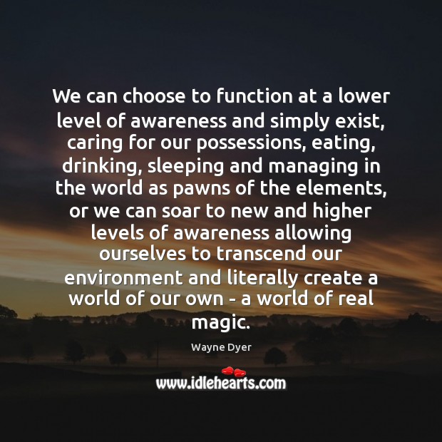 We can choose to function at a lower level of awareness and Care Quotes Image