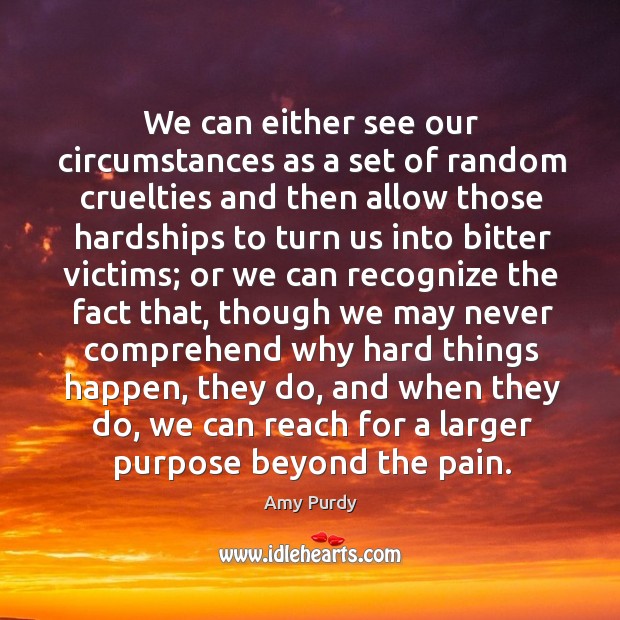 We can either see our circumstances as a set of random cruelties Image