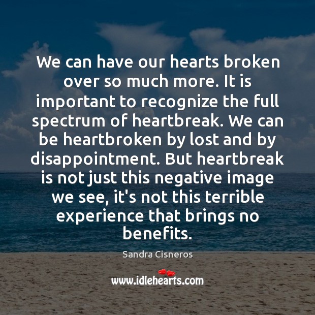 We can have our hearts broken over so much more. It is Sandra Cisneros Picture Quote