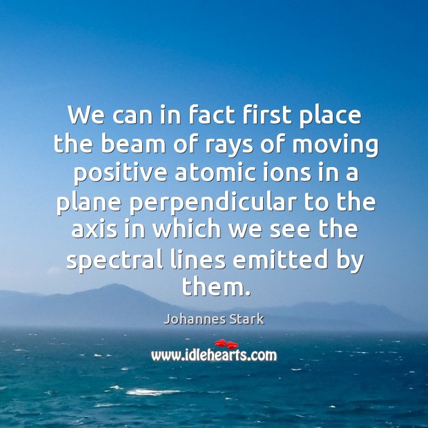 We can in fact first place the beam of rays of moving positive atomic ions in a plane perpendicular Image