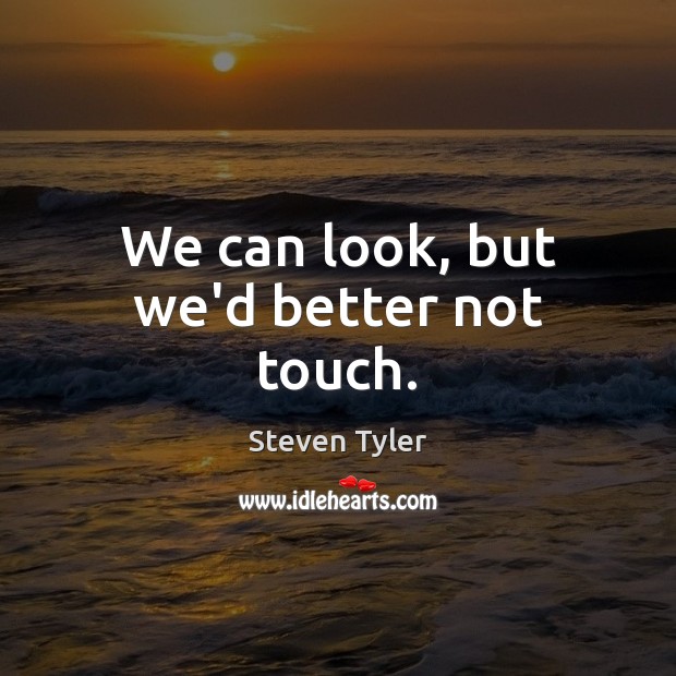 We can look, but we’d better not touch. Steven Tyler Picture Quote
