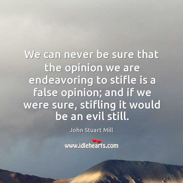 We can never be sure that the opinion we are endeavoring to stifle is a false opinion; Image