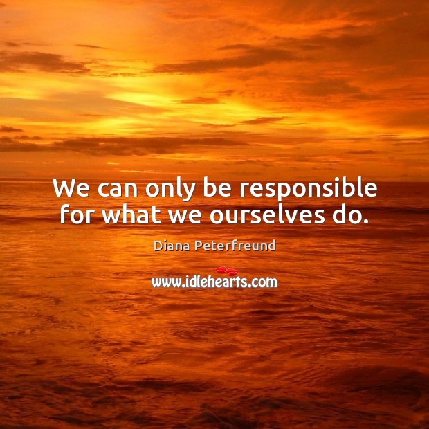 We can only be responsible for what we ourselves do. Diana Peterfreund Picture Quote