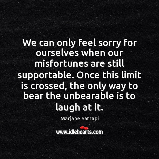 We can only feel sorry for ourselves when our misfortunes are still Marjane Satrapi Picture Quote