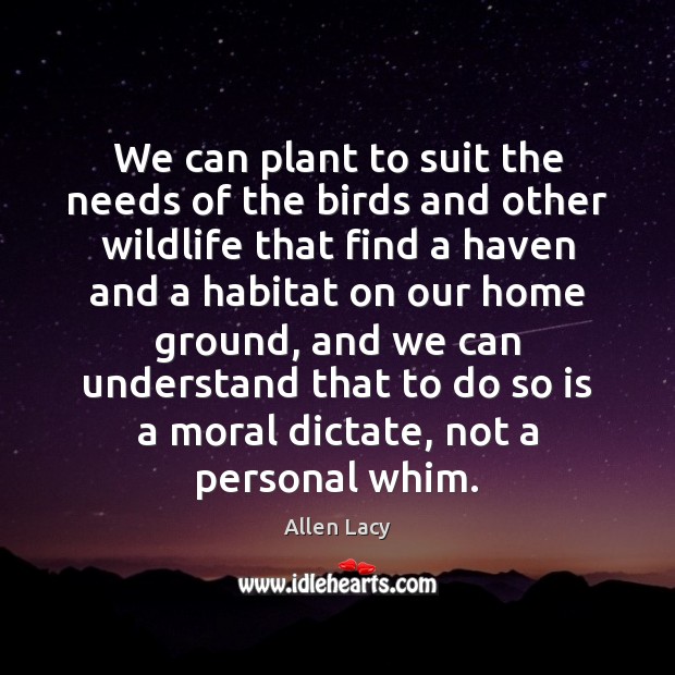We can plant to suit the needs of the birds and other Allen Lacy Picture Quote
