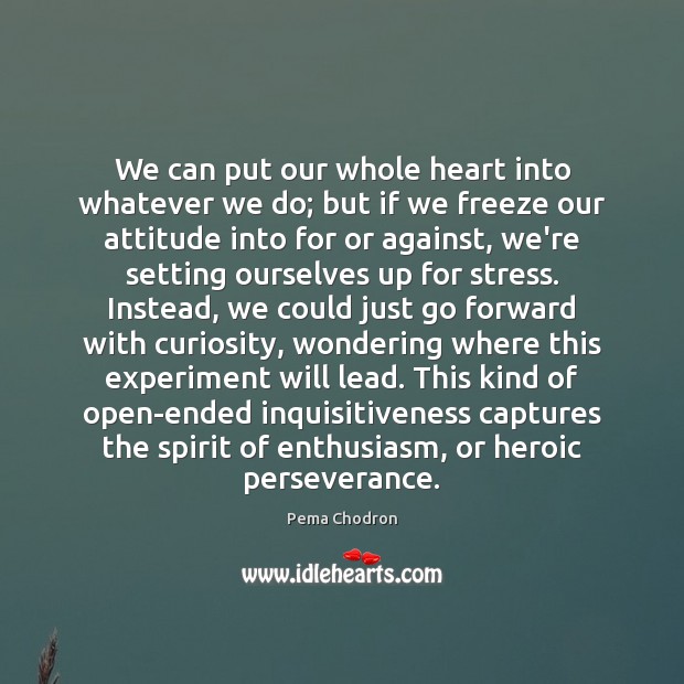 We can put our whole heart into whatever we do; but if Pema Chodron Picture Quote