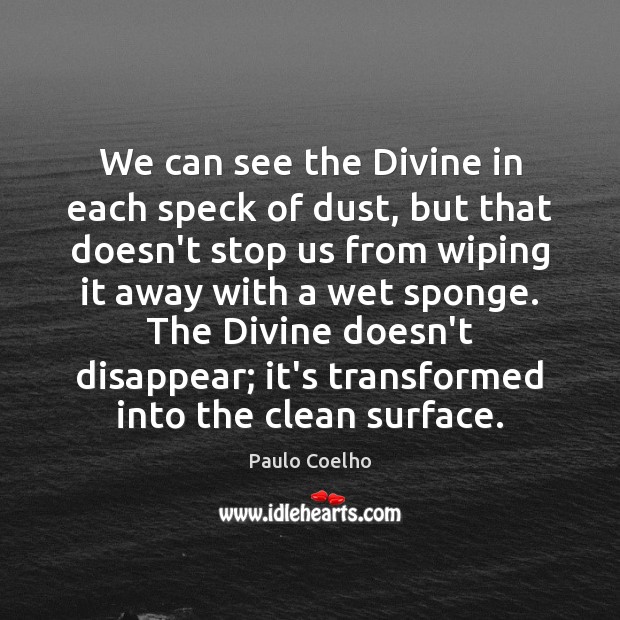 We can see the Divine in each speck of dust, but that Image