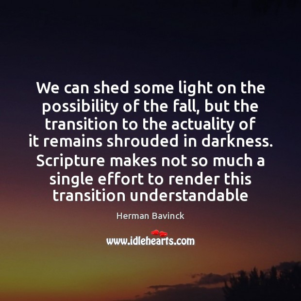 We can shed some light on the possibility of the fall, but Herman Bavinck Picture Quote