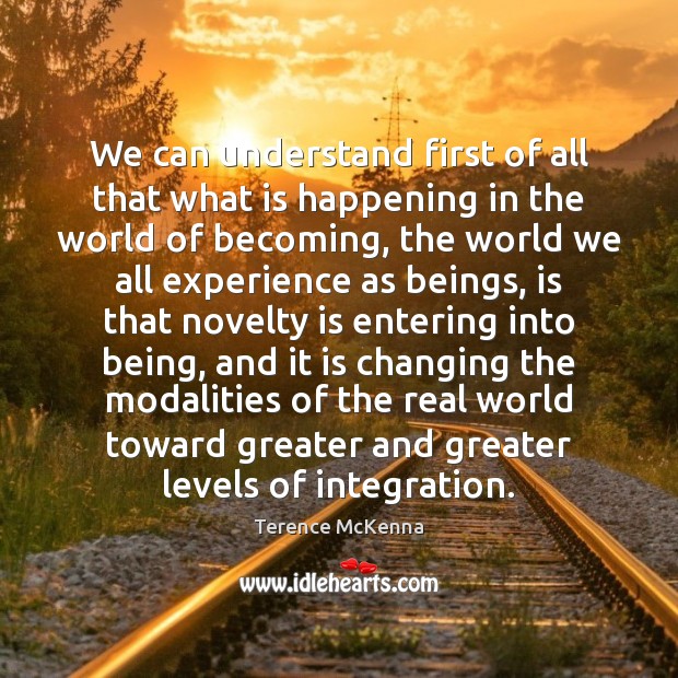 We can understand first of all that what is happening in the Terence McKenna Picture Quote