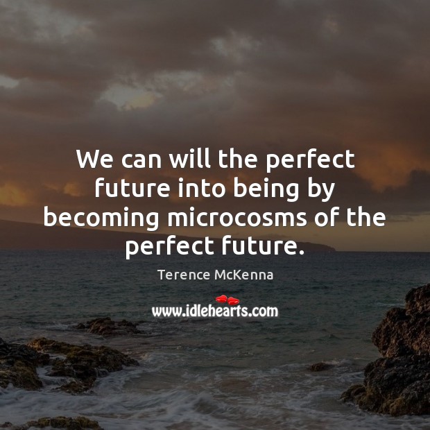 We can will the perfect future into being by becoming microcosms of the perfect future. Terence McKenna Picture Quote