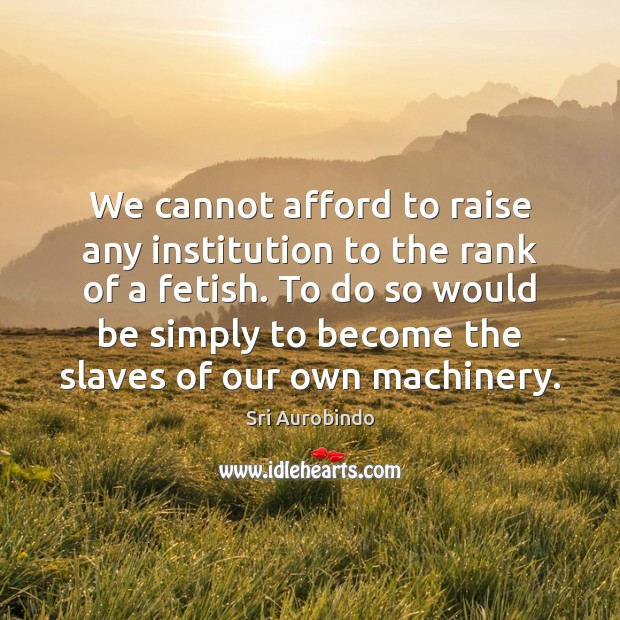 We cannot afford to raise any institution to the rank of a 