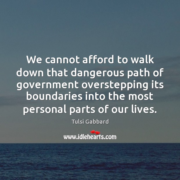 We cannot afford to walk down that dangerous path of government overstepping Tulsi Gabbard Picture Quote