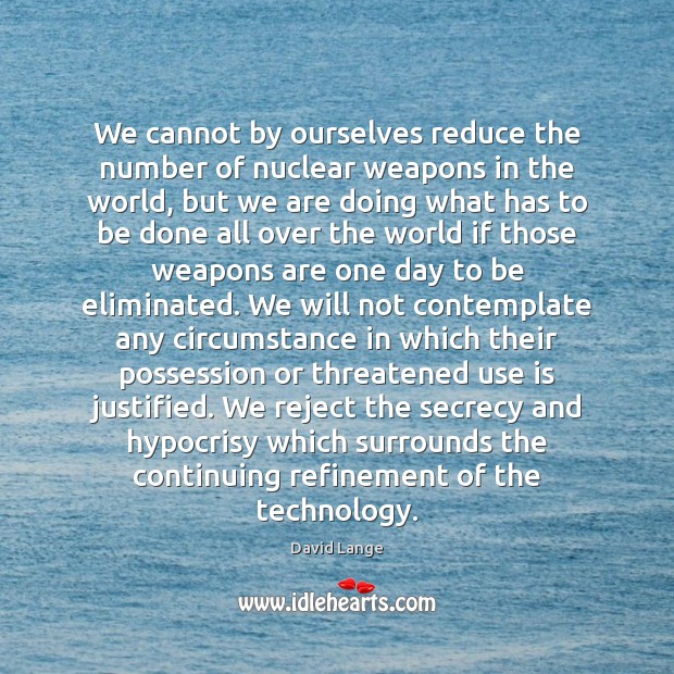 We cannot by ourselves reduce the number of nuclear weapons in the David Lange Picture Quote