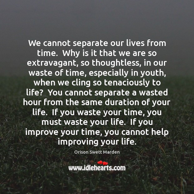 We cannot separate our lives from time.  Why is it that we Orison Swett Marden Picture Quote