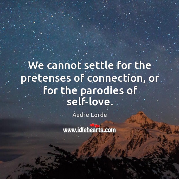 We cannot settle for the pretenses of connection, or for the parodies of self-love. Audre Lorde Picture Quote