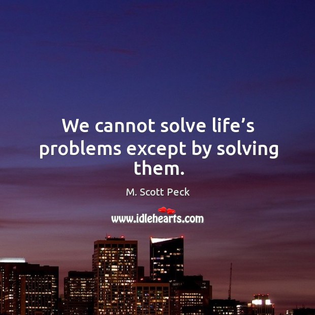We cannot solve life’s problems except by solving them. Image