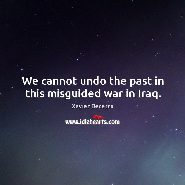 We cannot undo the past in this misguided war in iraq. Xavier Becerra Picture Quote