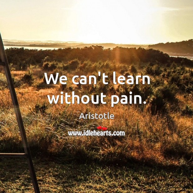 We can’t learn without pain. Aristotle Picture Quote