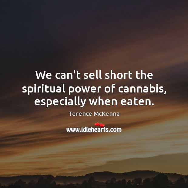 We can’t sell short the spiritual power of cannabis, especially when eaten. Terence McKenna Picture Quote
