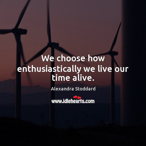 We choose how enthusiastically we live our time alive. Alexandra Stoddard Picture Quote