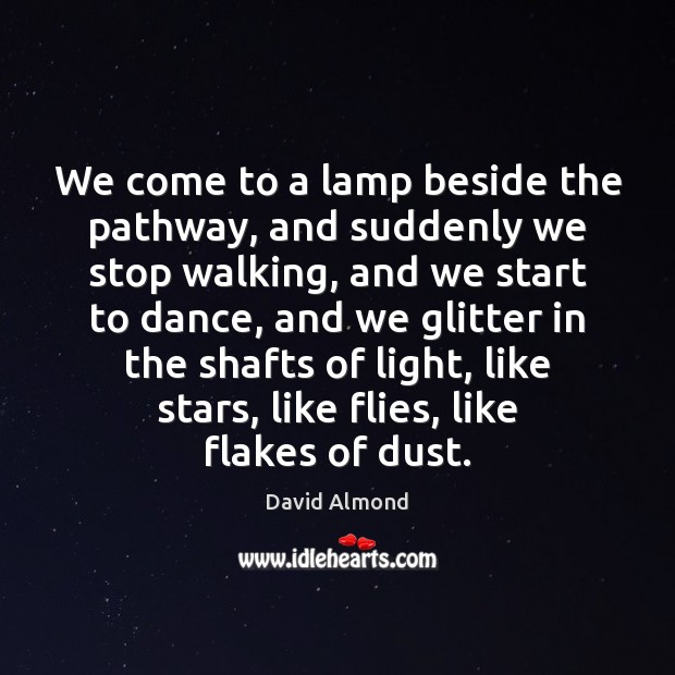 We come to a lamp beside the pathway, and suddenly we stop David Almond Picture Quote