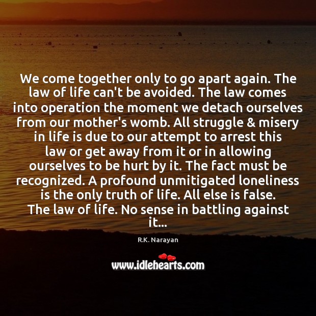 We come together only to go apart again. The law of life Loneliness Quotes Image